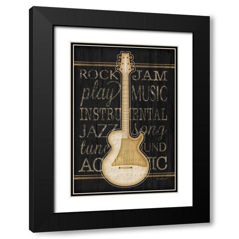 Music Guitar Black Modern Wood Framed Art Print with Double Matting by Pugh, Jennifer