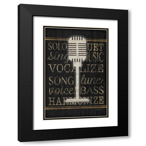 Music Microphone Black Modern Wood Framed Art Print with Double Matting by Pugh, Jennifer