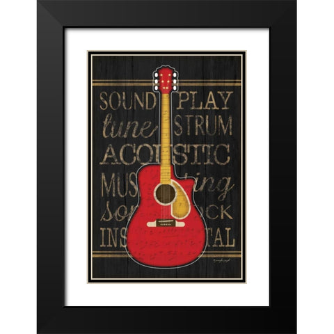 Music Guitar Black Modern Wood Framed Art Print with Double Matting by Pugh, Jennifer