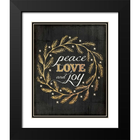 Peace, Love and Joy Black Modern Wood Framed Art Print with Double Matting by Pugh, Jennifer