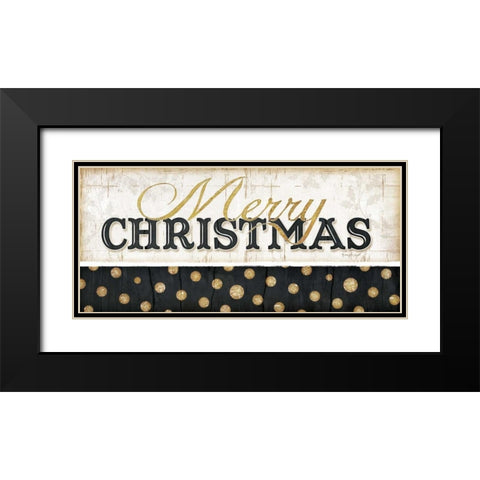 Merry Christmas Black Modern Wood Framed Art Print with Double Matting by Pugh, Jennifer