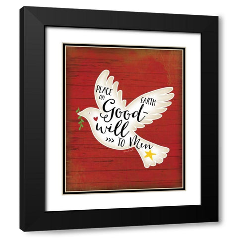 Peace on Earth Dove Black Modern Wood Framed Art Print with Double Matting by Pugh, Jennifer