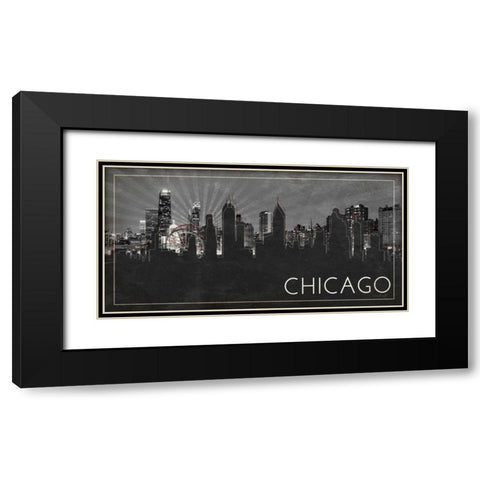 Chicago Silhouette Black Modern Wood Framed Art Print with Double Matting by Pugh, Jennifer