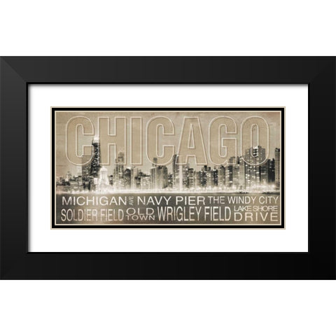 Chicago Black Modern Wood Framed Art Print with Double Matting by Pugh, Jennifer