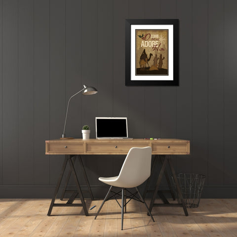 O Come Let Us Adore Him Wisemen Black Modern Wood Framed Art Print with Double Matting by Pugh, Jennifer