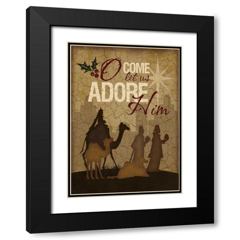 O Come Let Us Adore Him Wisemen Black Modern Wood Framed Art Print with Double Matting by Pugh, Jennifer