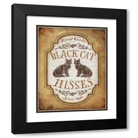 Black Cat Hisses Black Modern Wood Framed Art Print with Double Matting by Pugh, Jennifer