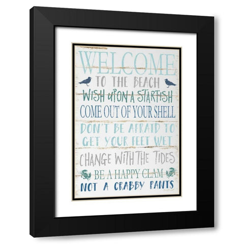 Welcome to the Beach Black Modern Wood Framed Art Print with Double Matting by Pugh, Jennifer