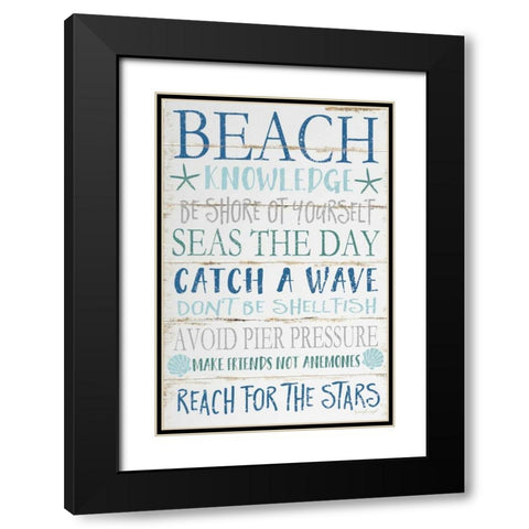 Beach Knowledge Black Modern Wood Framed Art Print with Double Matting by Pugh, Jennifer