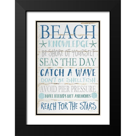 Beach Knowledge Black Modern Wood Framed Art Print with Double Matting by Pugh, Jennifer