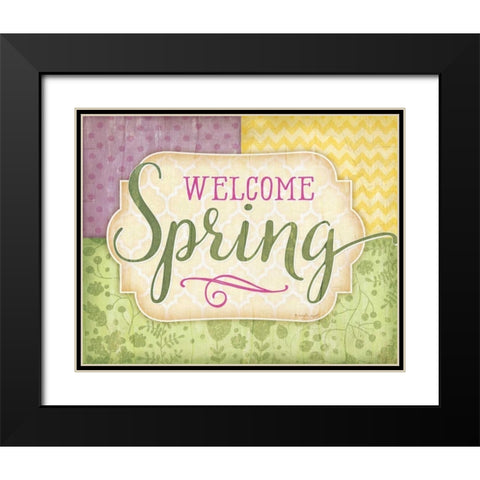 Welcome Spring Black Modern Wood Framed Art Print with Double Matting by Pugh, Jennifer