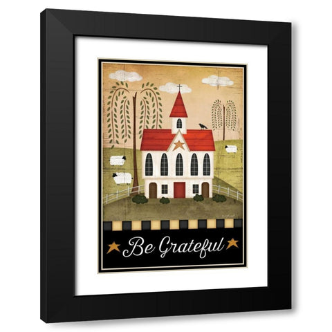 Be Grateful Black Modern Wood Framed Art Print with Double Matting by Pugh, Jennifer