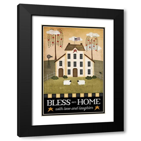 Bless Our Home Black Modern Wood Framed Art Print with Double Matting by Pugh, Jennifer