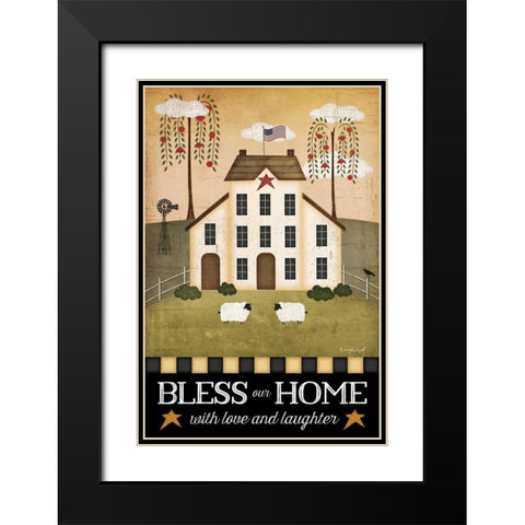 Bless Our Home Black Modern Wood Framed Art Print with Double Matting by Pugh, Jennifer