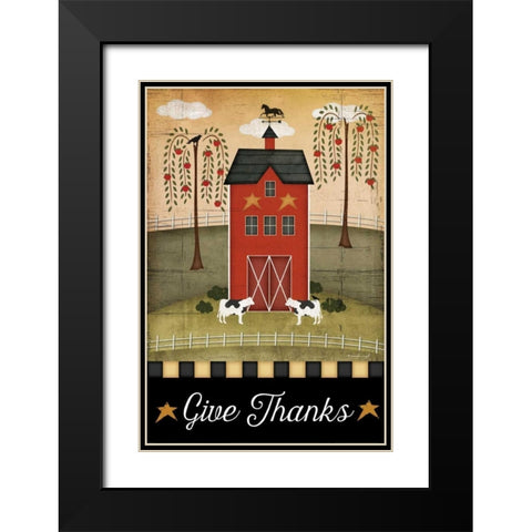 Give Thanks Black Modern Wood Framed Art Print with Double Matting by Pugh, Jennifer