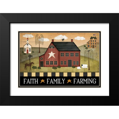 Faith, Family, Farming Black Modern Wood Framed Art Print with Double Matting by Pugh, Jennifer