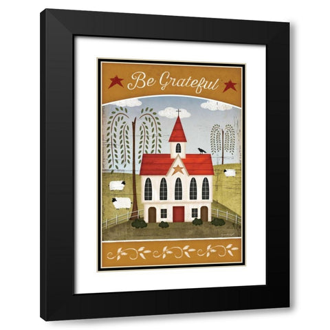 Be Grateful Black Modern Wood Framed Art Print with Double Matting by Pugh, Jennifer