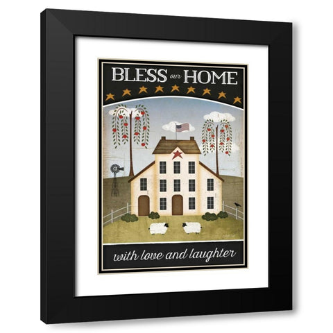 Bless Our Home Black Modern Wood Framed Art Print with Double Matting by Pugh, Jennifer