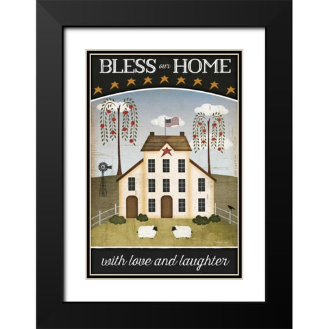 Bless Our Home Black Modern Wood Framed Art Print with Double Matting by Pugh, Jennifer