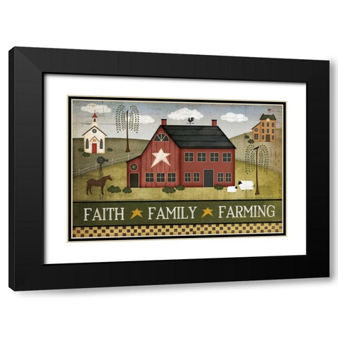 Faith, Family, Farming Black Modern Wood Framed Art Print with Double Matting by Pugh, Jennifer