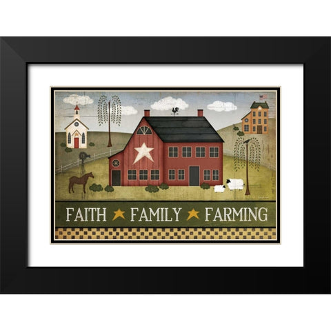 Faith, Family, Farming Black Modern Wood Framed Art Print with Double Matting by Pugh, Jennifer