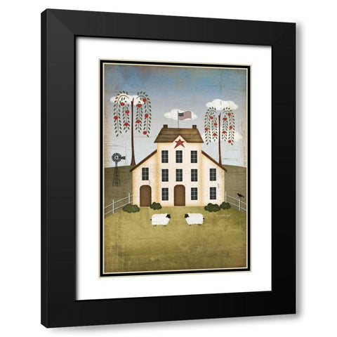 Primitive House Black Modern Wood Framed Art Print with Double Matting by Pugh, Jennifer