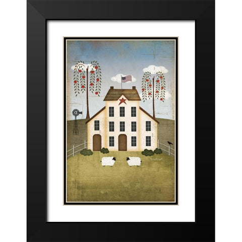 Primitive House Black Modern Wood Framed Art Print with Double Matting by Pugh, Jennifer