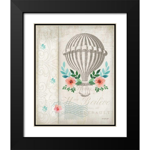 French Hot Air Balloon Black Modern Wood Framed Art Print with Double Matting by Pugh, Jennifer