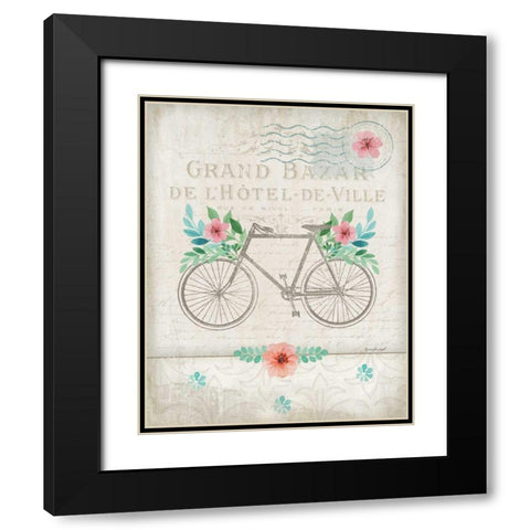 French Bike Black Modern Wood Framed Art Print with Double Matting by Pugh, Jennifer