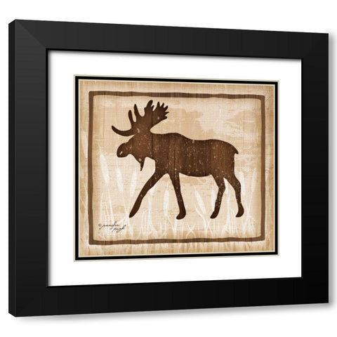 Moose Black Modern Wood Framed Art Print with Double Matting by Pugh, Jennifer