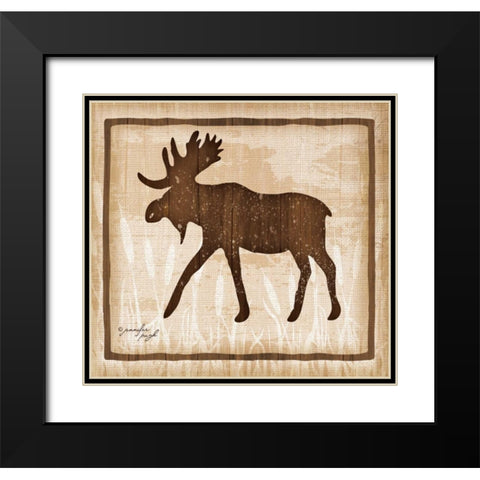 Moose Black Modern Wood Framed Art Print with Double Matting by Pugh, Jennifer