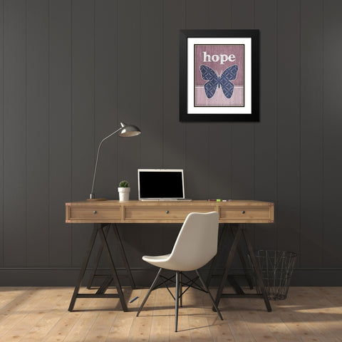 Hope Butterfly Black Modern Wood Framed Art Print with Double Matting by Pugh, Jennifer