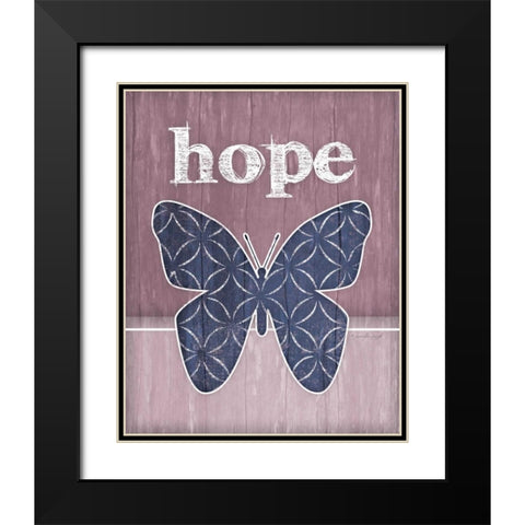 Hope Butterfly Black Modern Wood Framed Art Print with Double Matting by Pugh, Jennifer