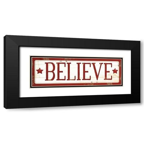 Believe Christmas Black Modern Wood Framed Art Print with Double Matting by Pugh, Jennifer