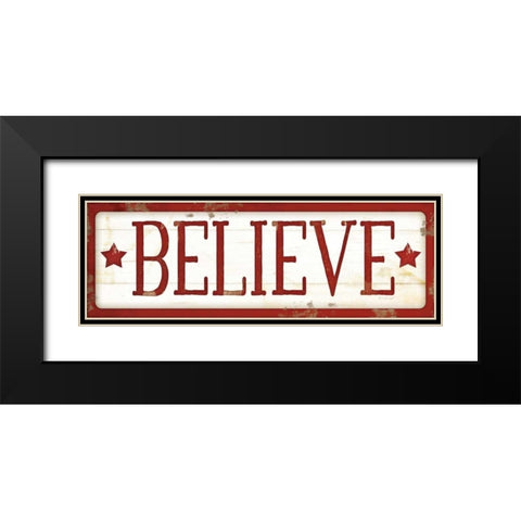 Believe Christmas Black Modern Wood Framed Art Print with Double Matting by Pugh, Jennifer