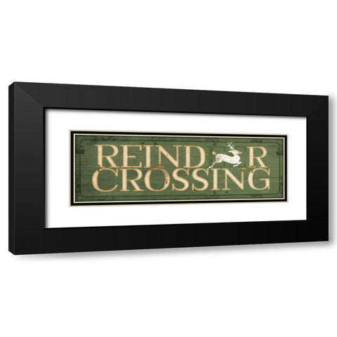 Reindeer Crossing Christmas Black Modern Wood Framed Art Print with Double Matting by Pugh, Jennifer