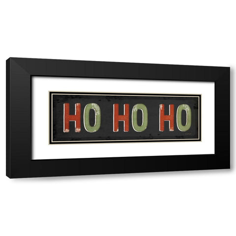 Ho Ho Ho Christmas Black Modern Wood Framed Art Print with Double Matting by Pugh, Jennifer