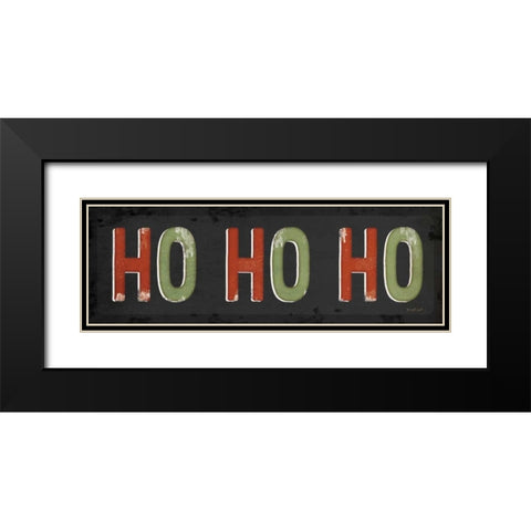 Ho Ho Ho Christmas Black Modern Wood Framed Art Print with Double Matting by Pugh, Jennifer