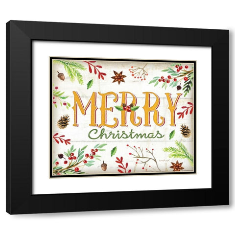 Merry Christmas Black Modern Wood Framed Art Print with Double Matting by Pugh, Jennifer