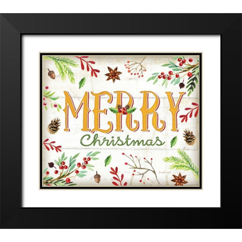 Merry Christmas Black Modern Wood Framed Art Print with Double Matting by Pugh, Jennifer