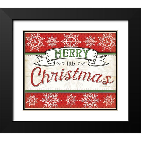 Merry Little Christmas Black Modern Wood Framed Art Print with Double Matting by Pugh, Jennifer