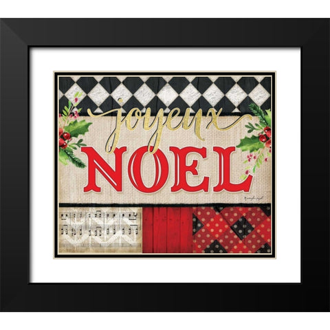 Joyeux Noel Black Modern Wood Framed Art Print with Double Matting by Pugh, Jennifer