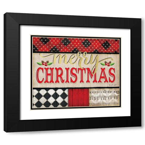 Merry Christmas Black Modern Wood Framed Art Print with Double Matting by Pugh, Jennifer