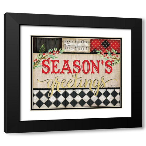 Seasons greetings Black Modern Wood Framed Art Print with Double Matting by Pugh, Jennifer