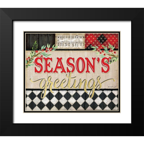 Seasons greetings Black Modern Wood Framed Art Print with Double Matting by Pugh, Jennifer