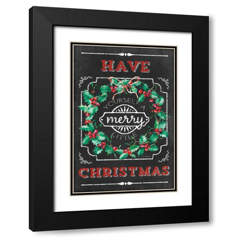 Merry Little Christmas Black Modern Wood Framed Art Print with Double Matting by Pugh, Jennifer