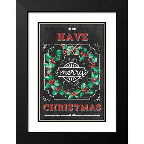 Merry Little Christmas Black Modern Wood Framed Art Print with Double Matting by Pugh, Jennifer