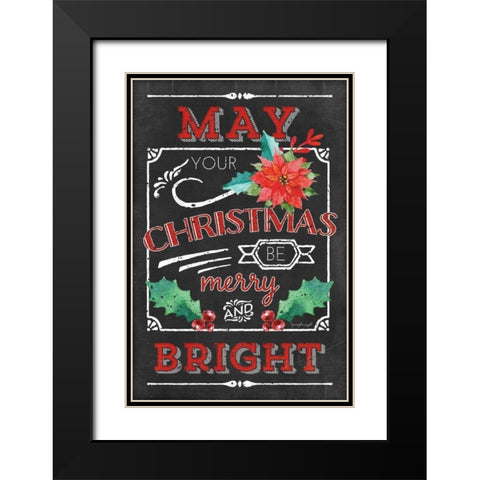 Merry and Bright Black Modern Wood Framed Art Print with Double Matting by Pugh, Jennifer