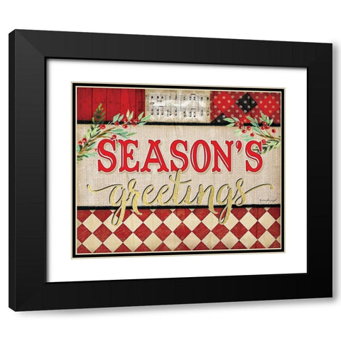 Seasons Greetings Plaid Black Modern Wood Framed Art Print with Double Matting by Pugh, Jennifer