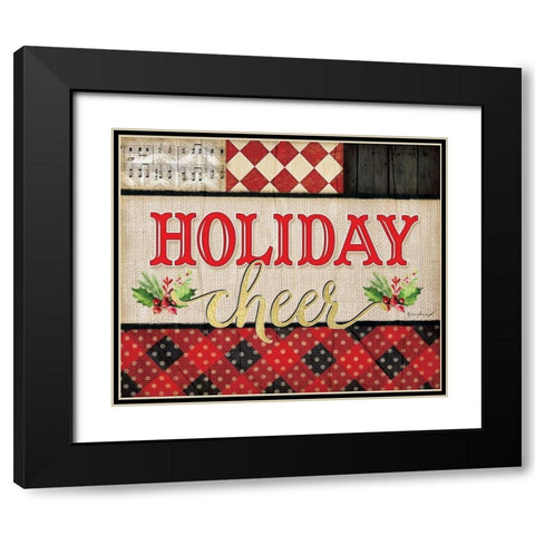 Holiday Cheer Plaid Black Modern Wood Framed Art Print with Double Matting by Pugh, Jennifer